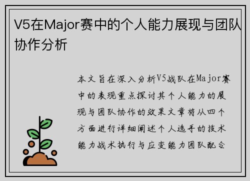 V5在Major赛中的个人能力展现与团队协作分析